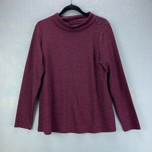 J Jill Top Womens‎ Extra Small Maroon Pullover Mock Neck Long Sleeve Casual Knit